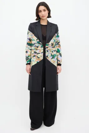 2010 Black & Multi Cotton Floral Coat