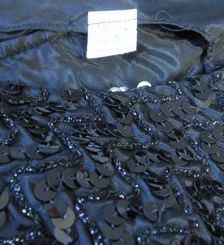 60s Women's Formal Dress Vintage Bombshell Sequin Long Black Diana Ross Supremes Small to Medium VFG