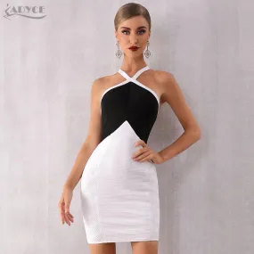 ADYCE Vestidos Halter Bandage Sexy White & Black Sleeveless Bodycon Backless Party Dress - H7119