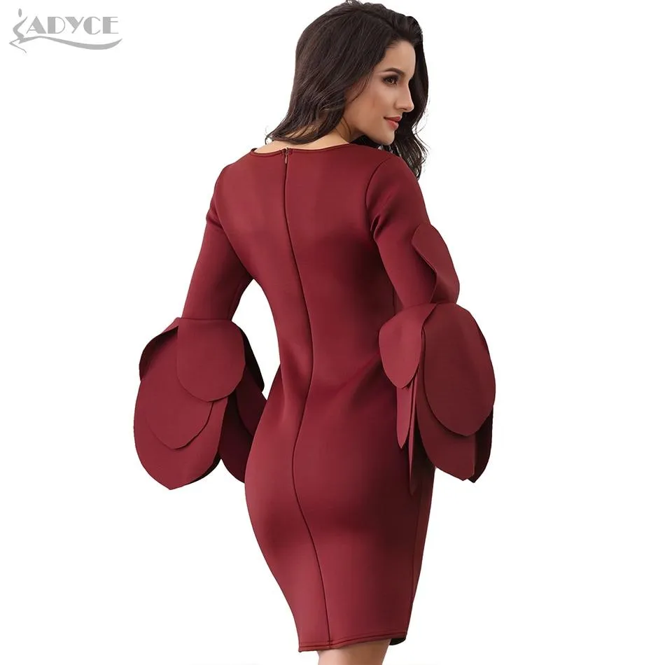 ADYCE Vestidos Long Petal Sleeve Mini Elegant Runway Party Dress - Y2252