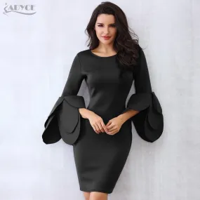 ADYCE Vestidos Long Petal Sleeve Mini Elegant Runway Party Dress - Y2252