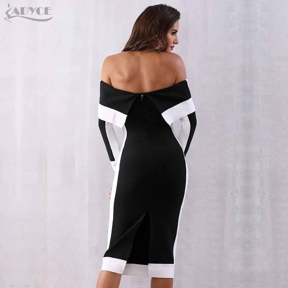 ADYCE Vestidos Sexy Long Sleeve Off Shoulder Celebrity Runway Party & Club Dress - H5085