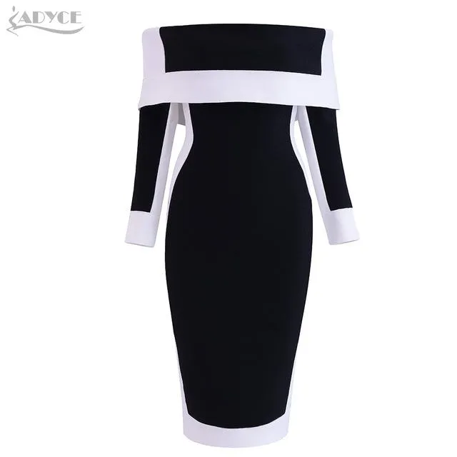 ADYCE Vestidos Sexy Long Sleeve Off Shoulder Celebrity Runway Party & Club Dress - H5085