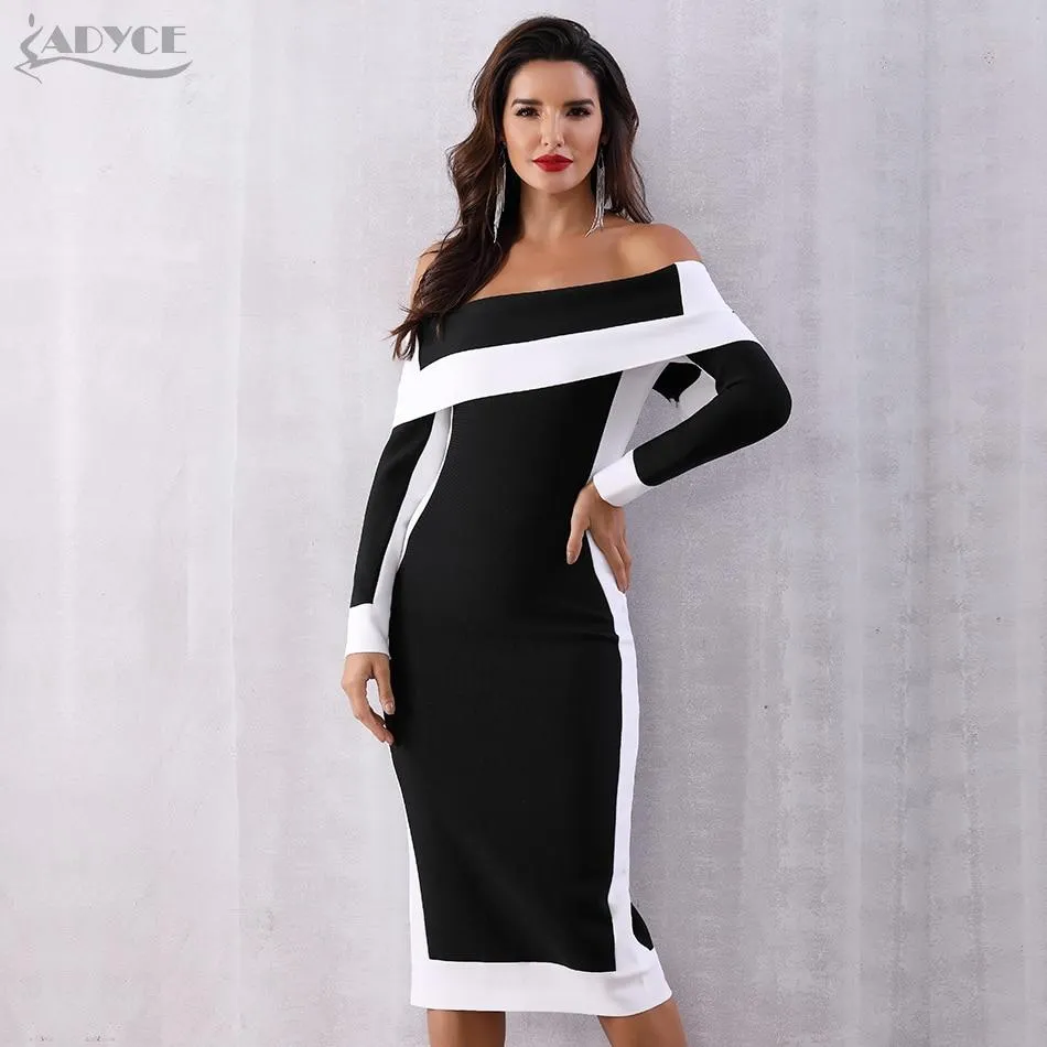 ADYCE Vestidos Sexy Long Sleeve Off Shoulder Celebrity Runway Party & Club Dress - H5085