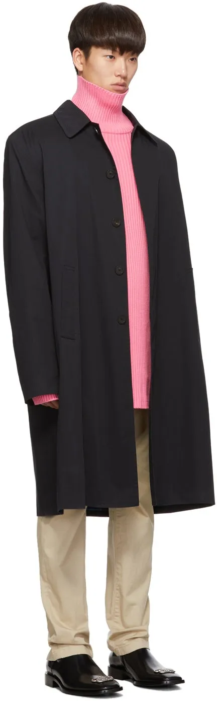 Balenciaga Navy Cotton Twill Car Coat