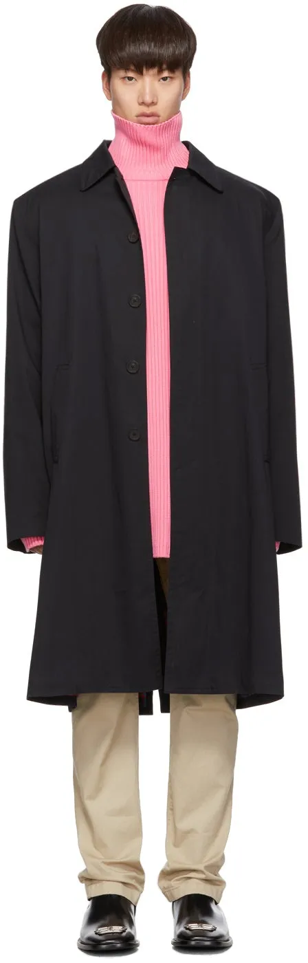 Balenciaga Navy Cotton Twill Car Coat