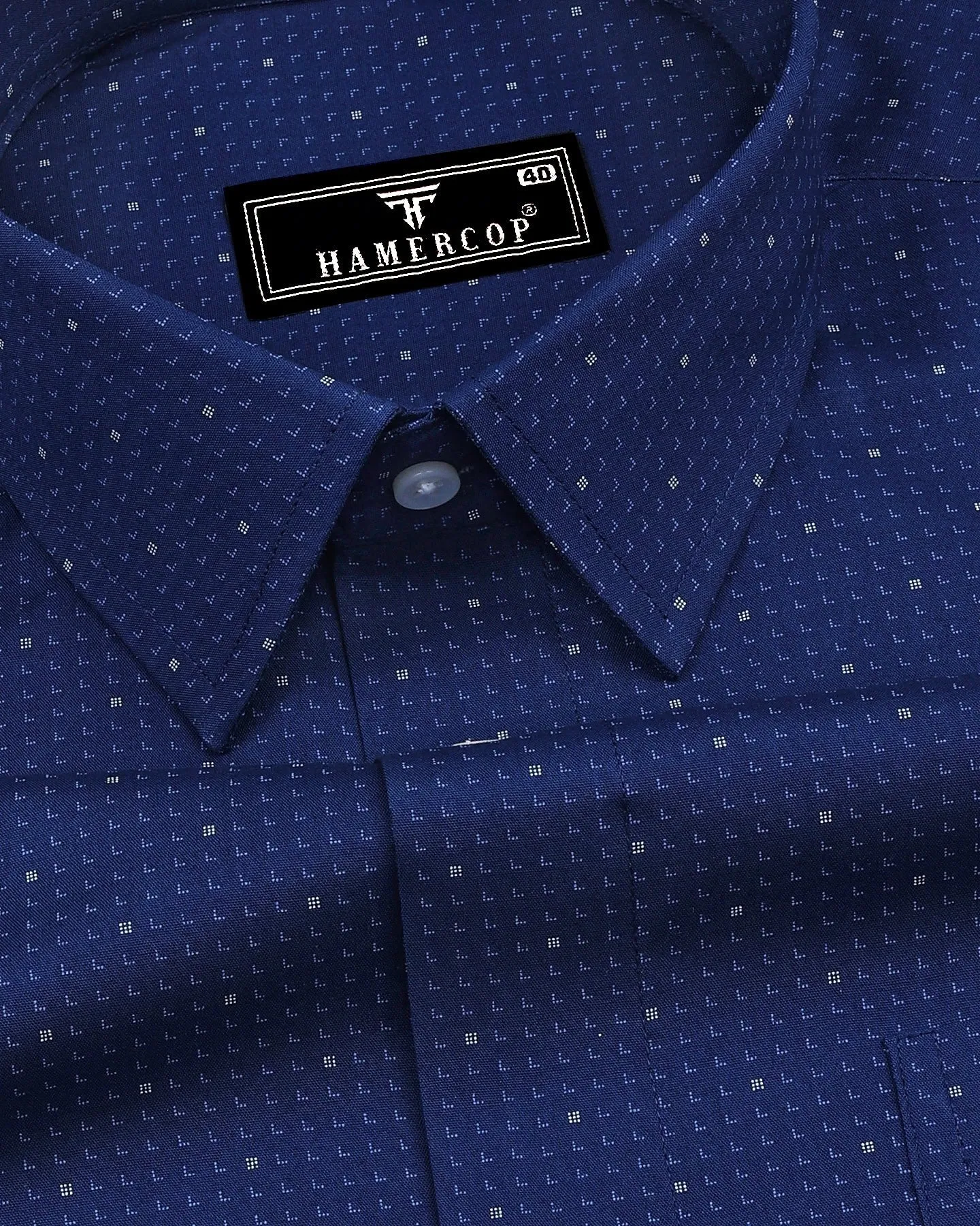Belize Blue Poplin Printed Formal Cotton Shirt