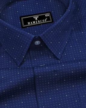 Belize Blue Poplin Printed Formal Cotton Shirt
