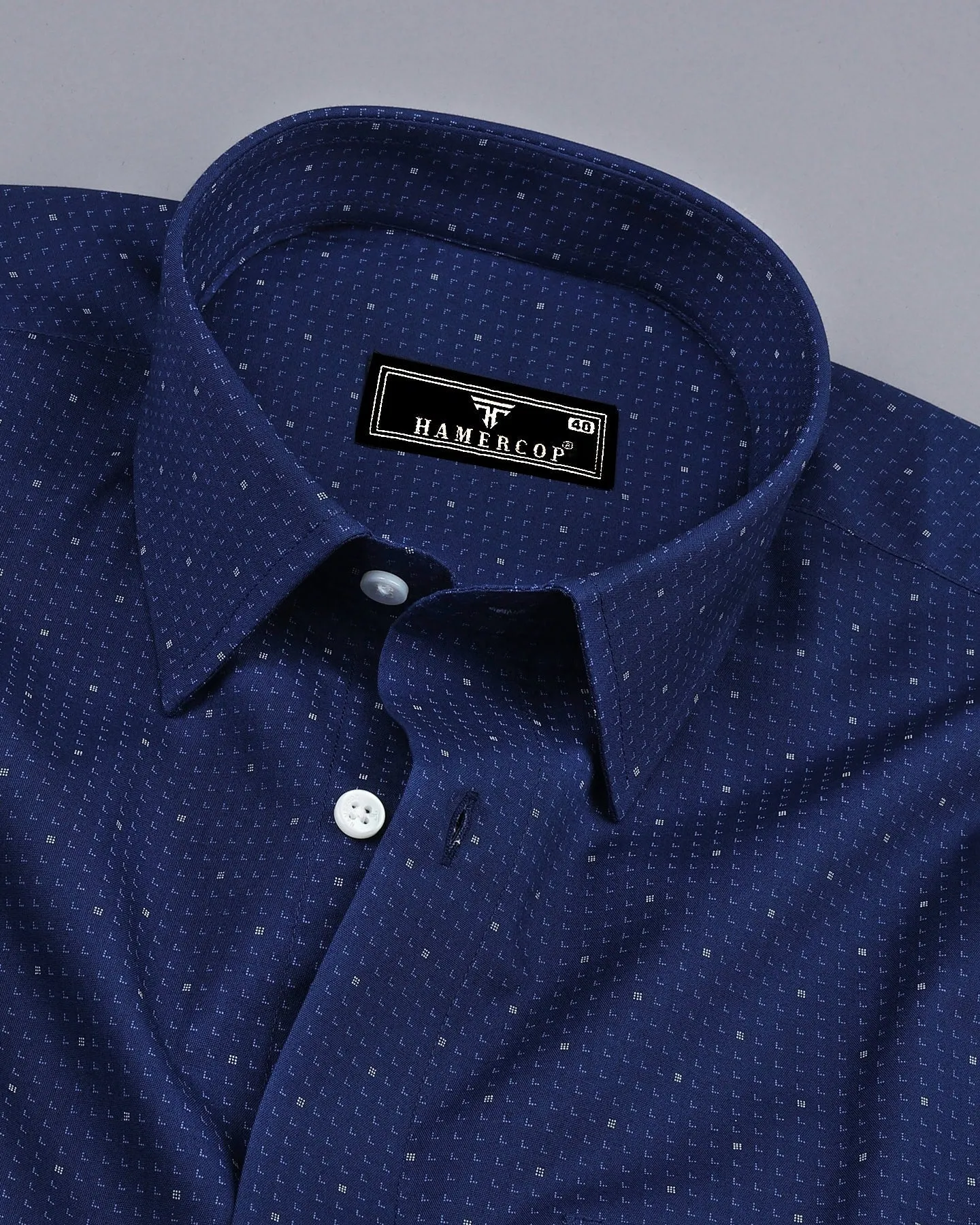Belize Blue Poplin Printed Formal Cotton Shirt