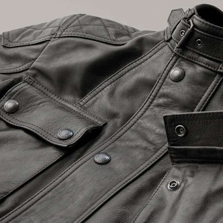 Belstaff Turner Hand Waxed Leather Jacket Antique Black