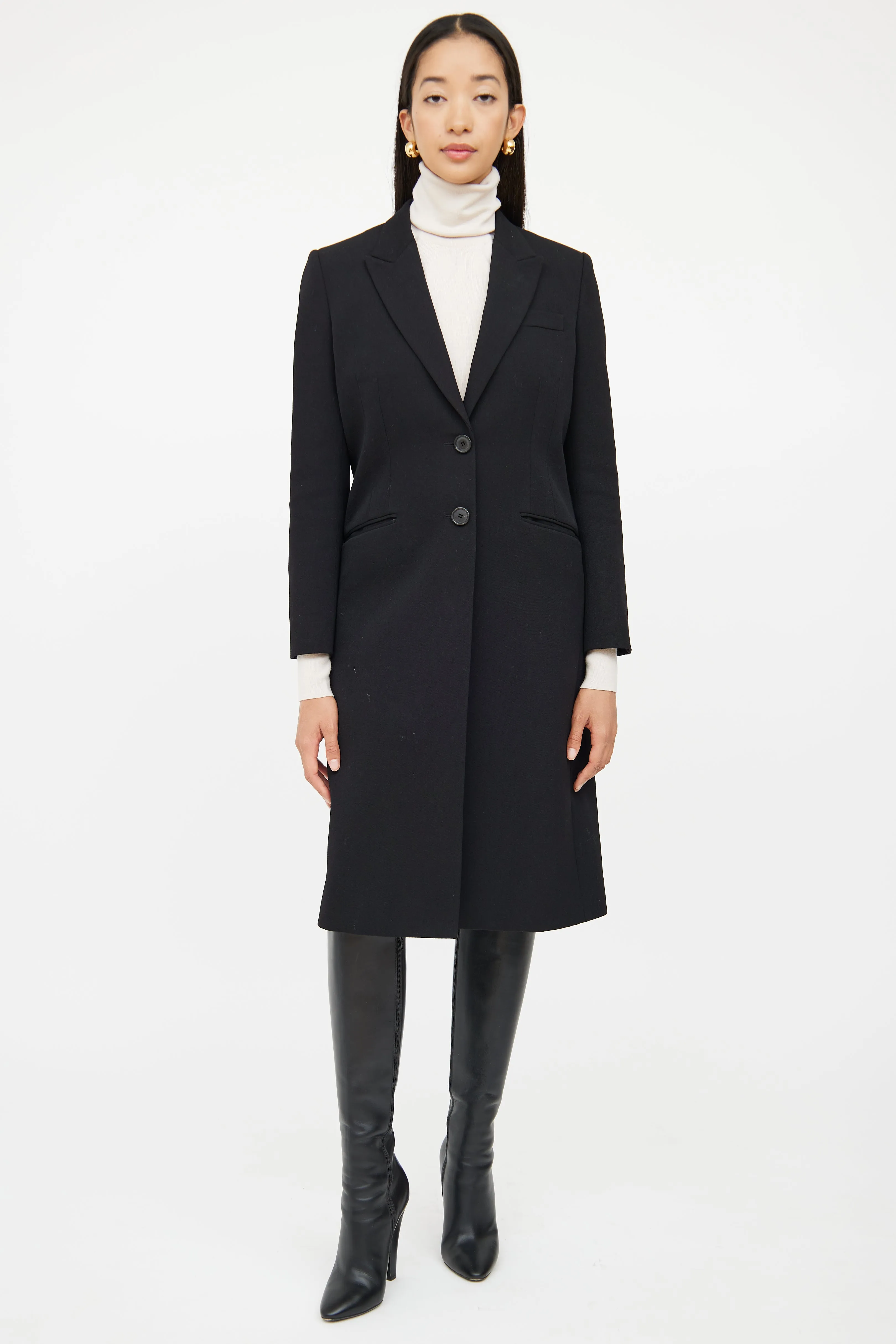 Black Long Button Coat