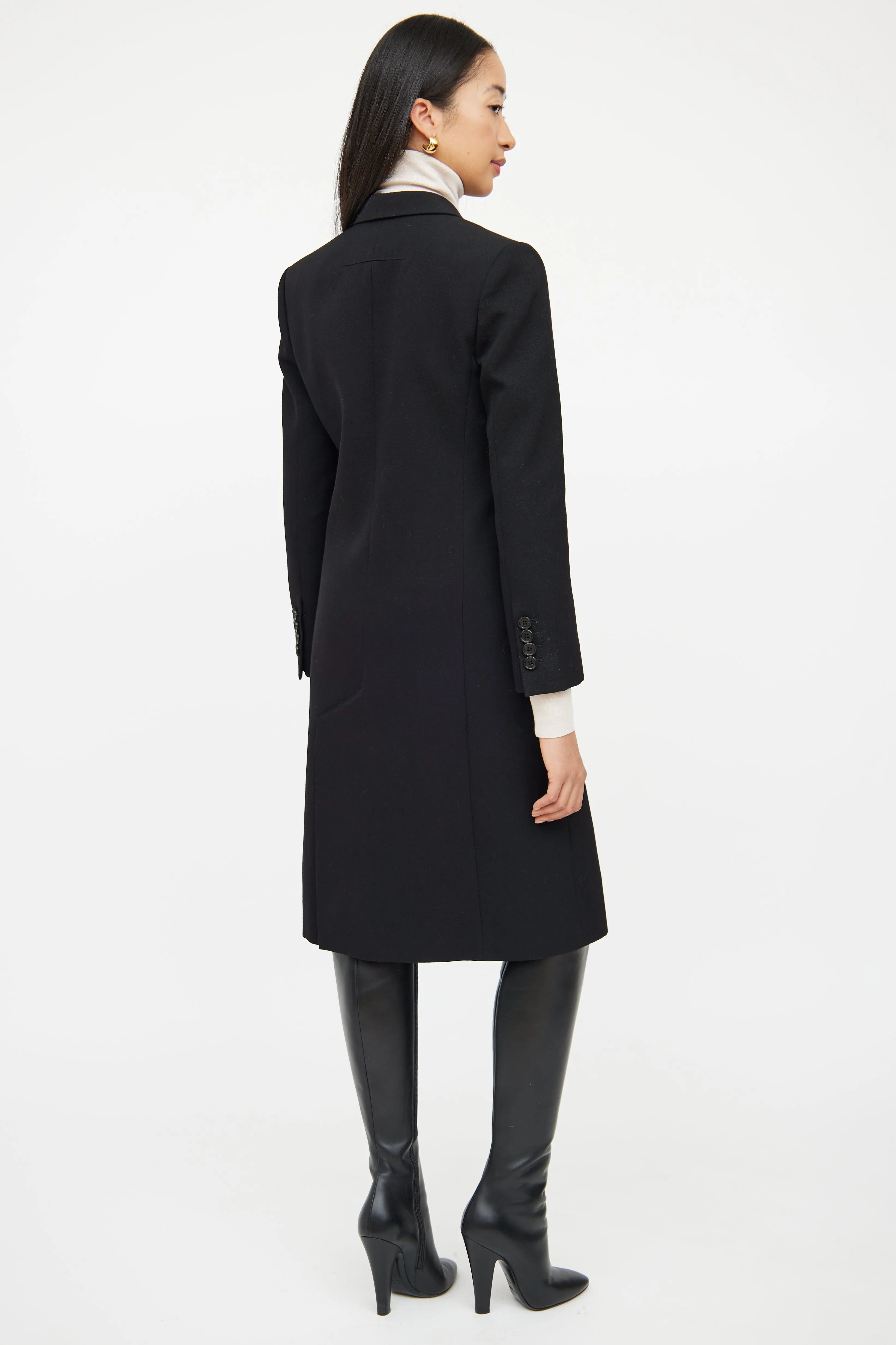 Black Long Button Coat