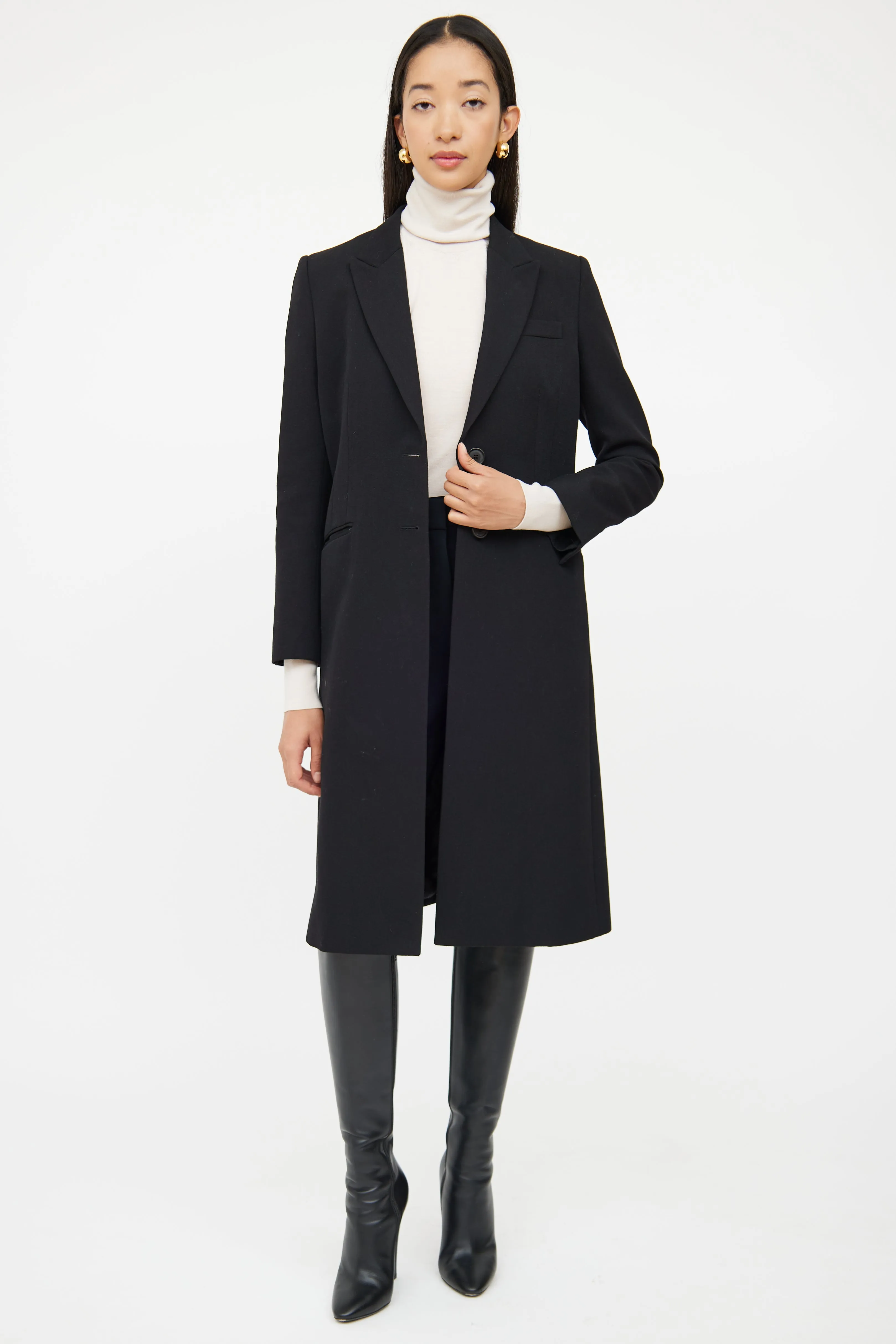 Black Long Button Coat