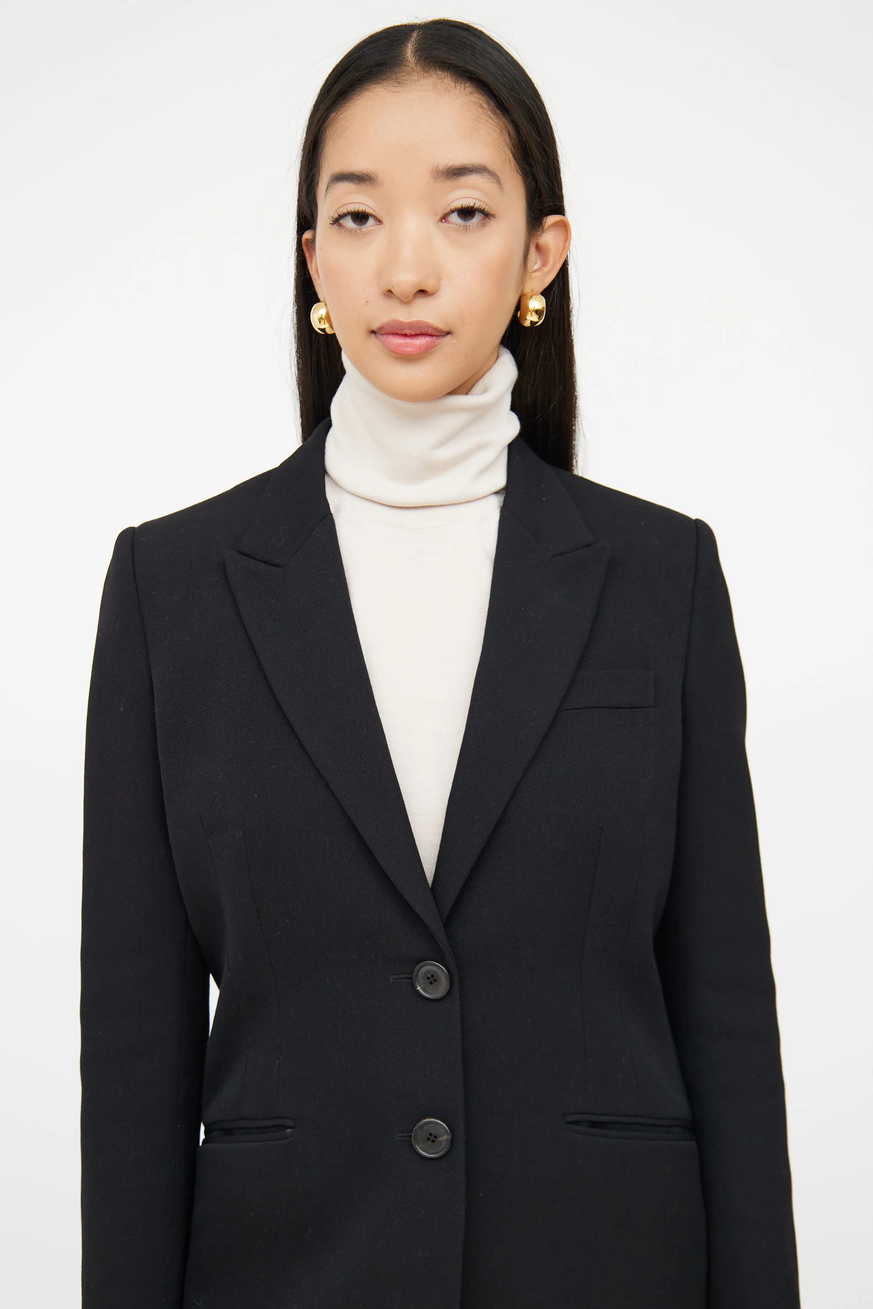 Black Long Button Coat