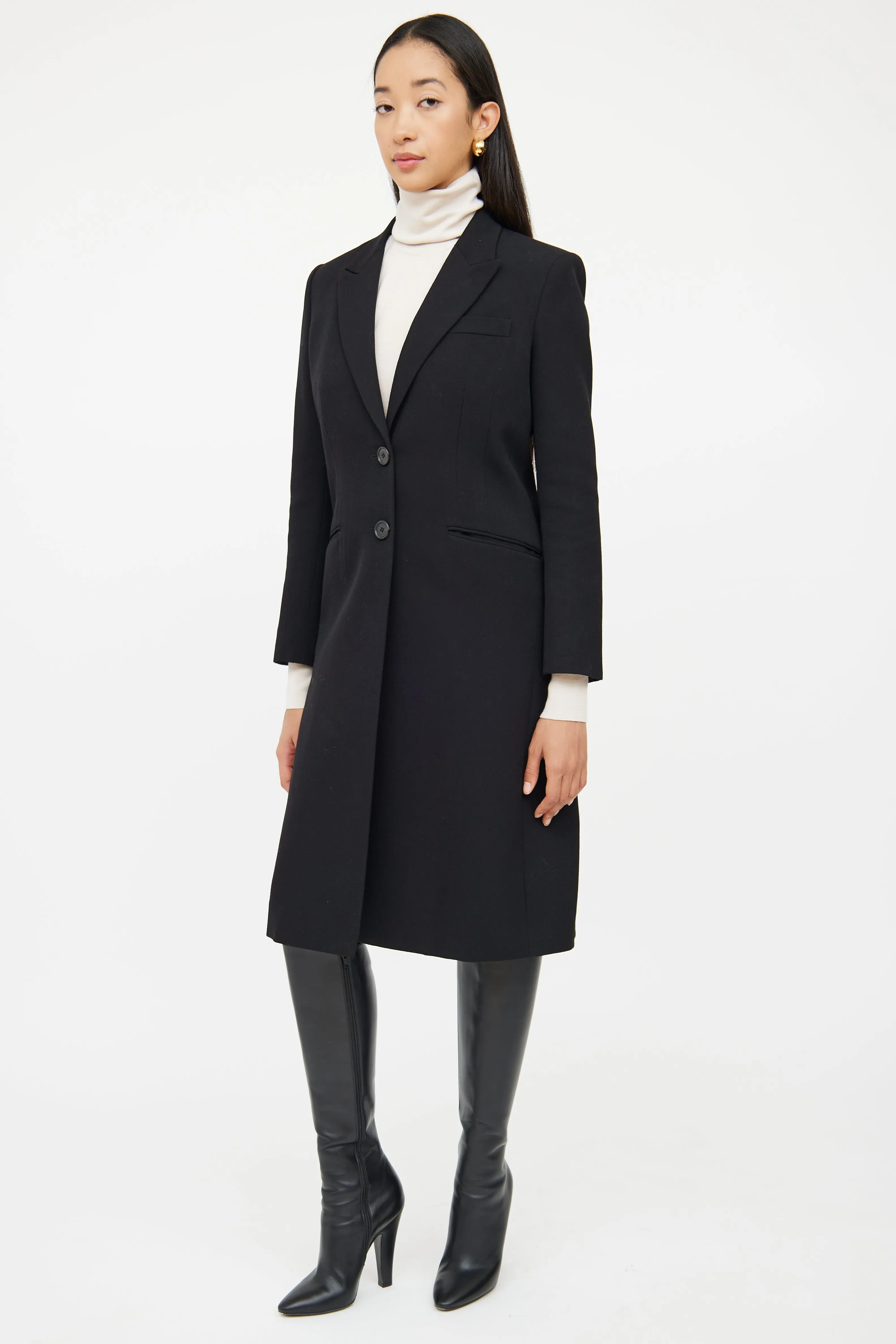 Black Long Button Coat
