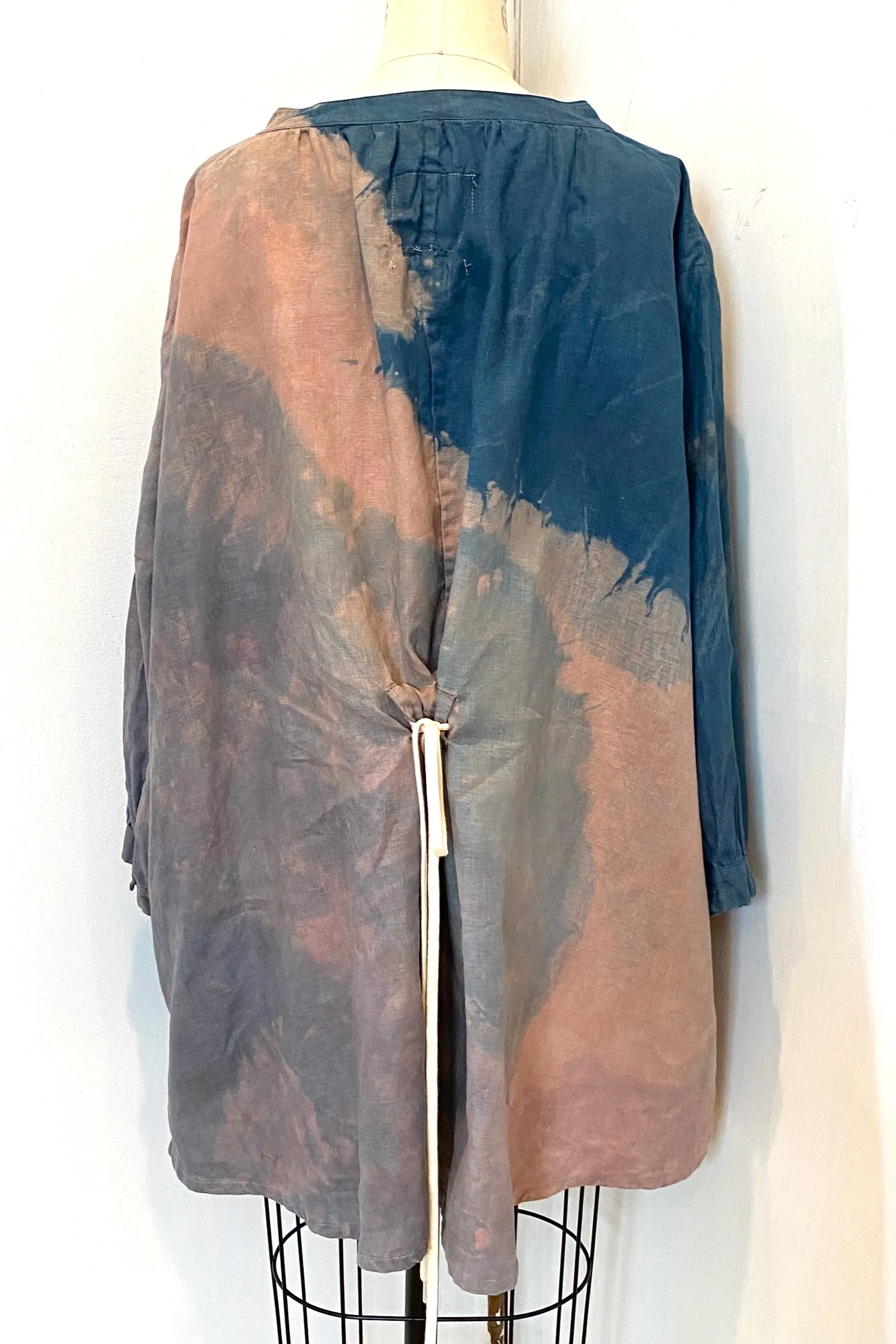 Botanically Dyed Linen Tunic in Blue Mauve Size 1