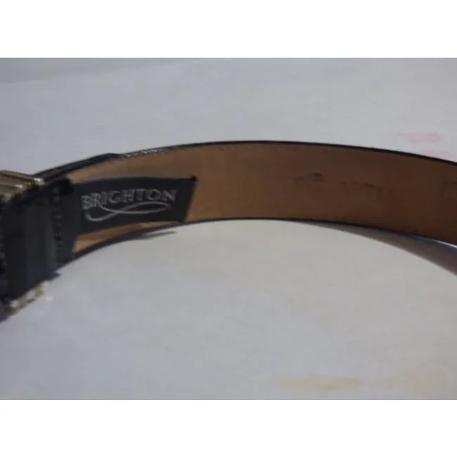 Brighton Black Or Midnight Blue Crocodile Embossed Leather Vintage Accesoriesdesigner Belt