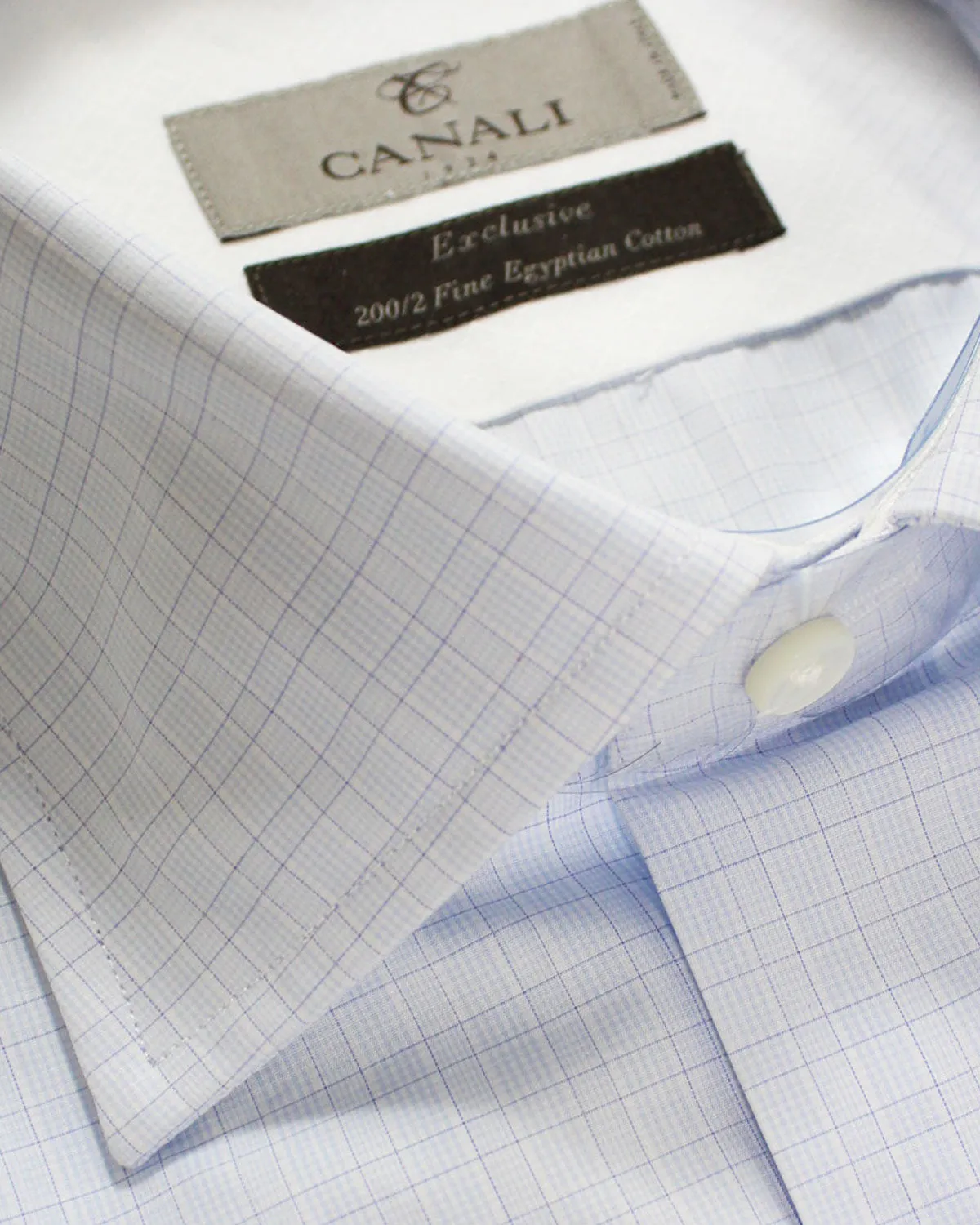 Canali Dress Shirt White Blue Purple Exclusive Collection - Modern Fit 41 - 16