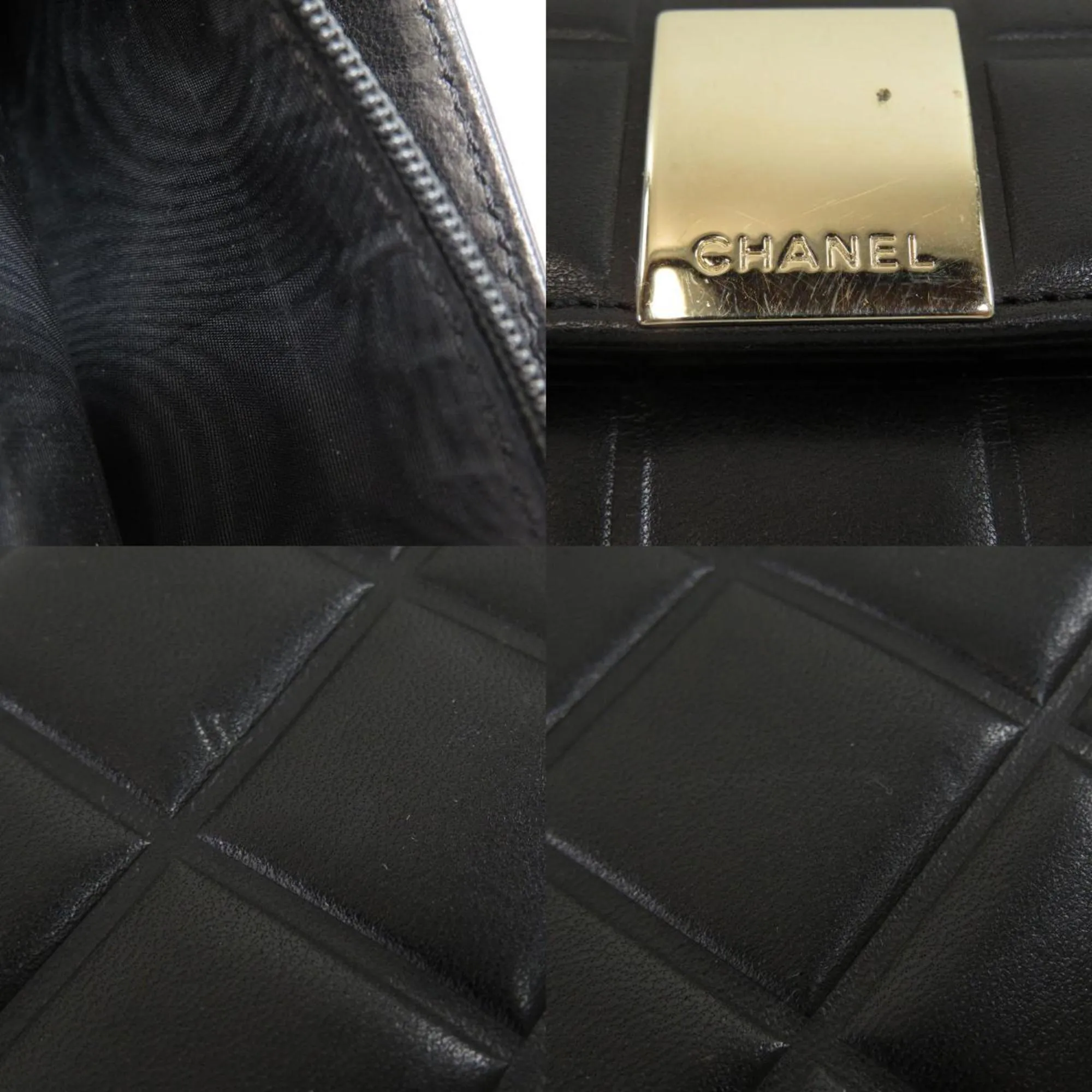Chanel Black Calfskin Chocolate bar wallet accessories