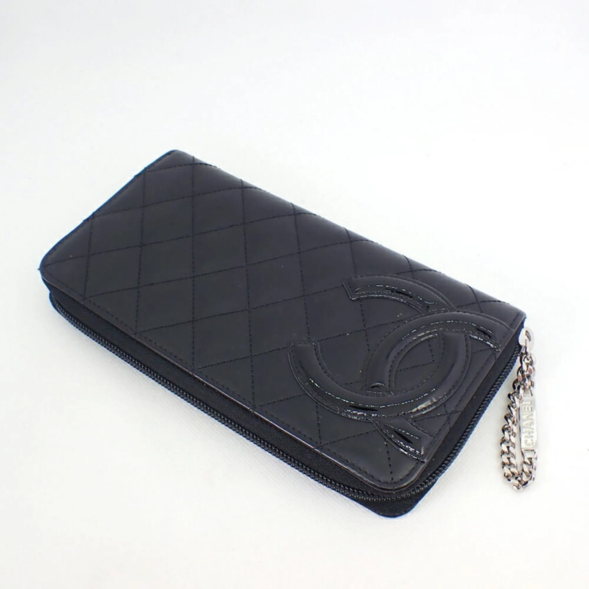 Chanel Black Leather Cambon line wallet accessories