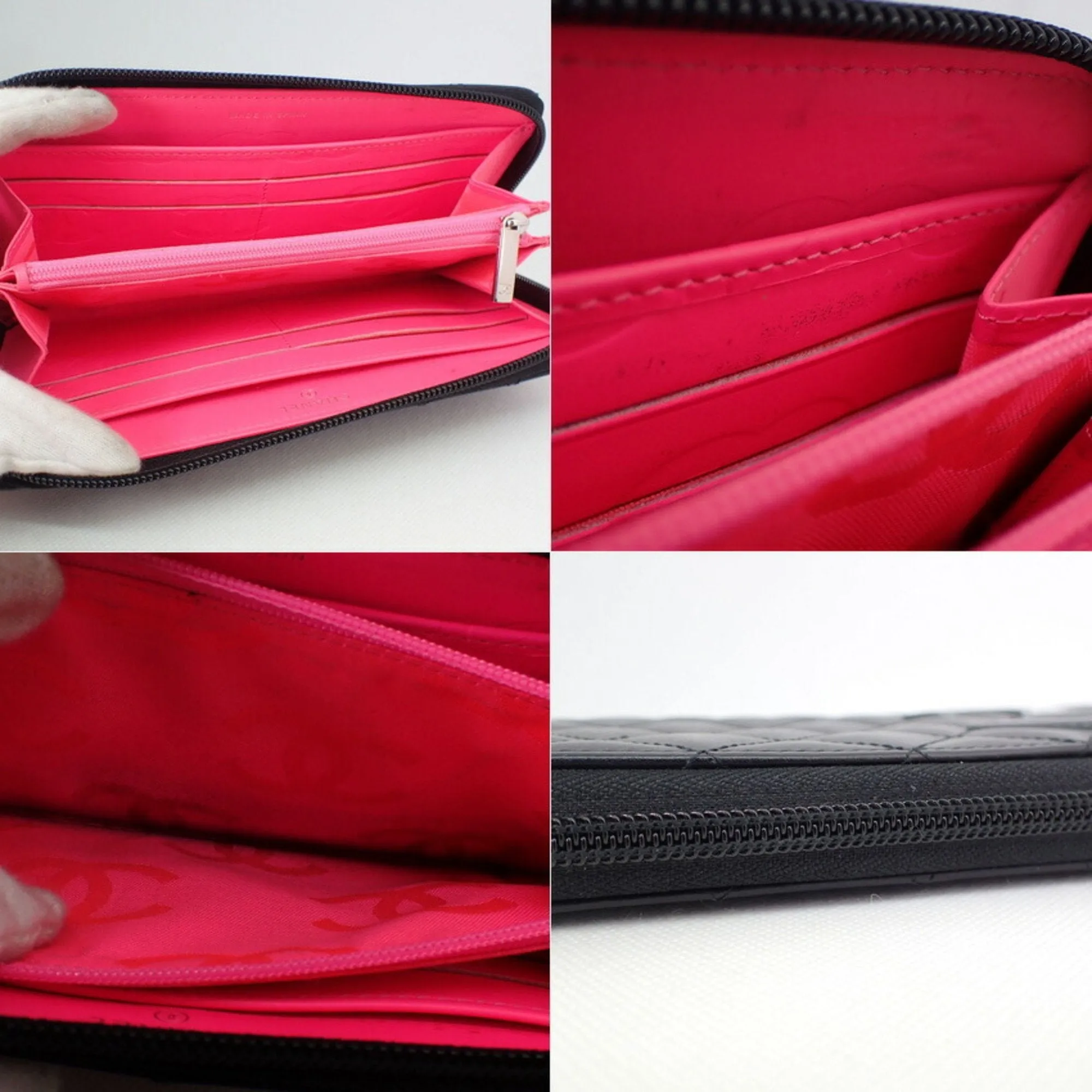 Chanel Black Leather Cambon line wallet accessories