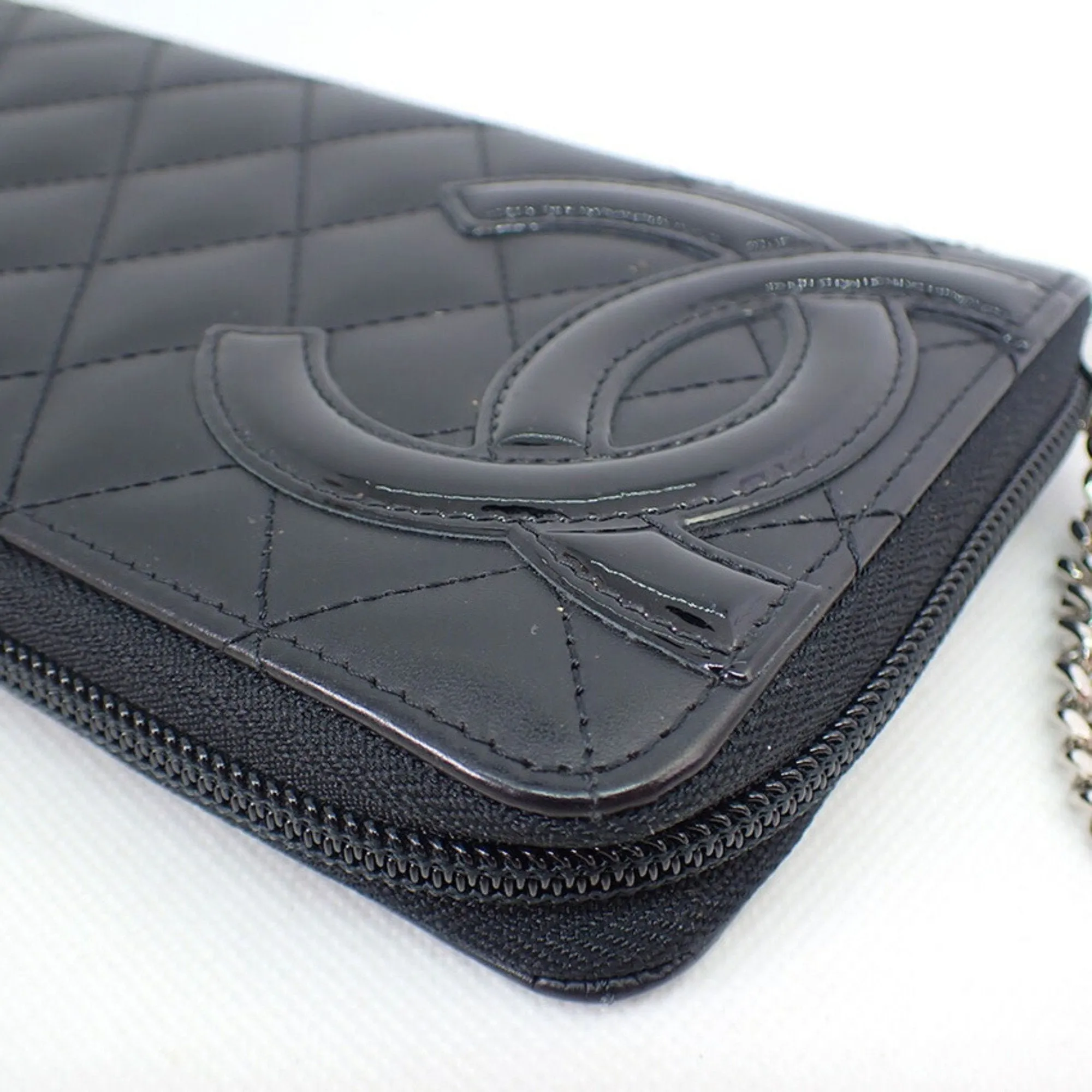 Chanel Black Leather Cambon line wallet accessories