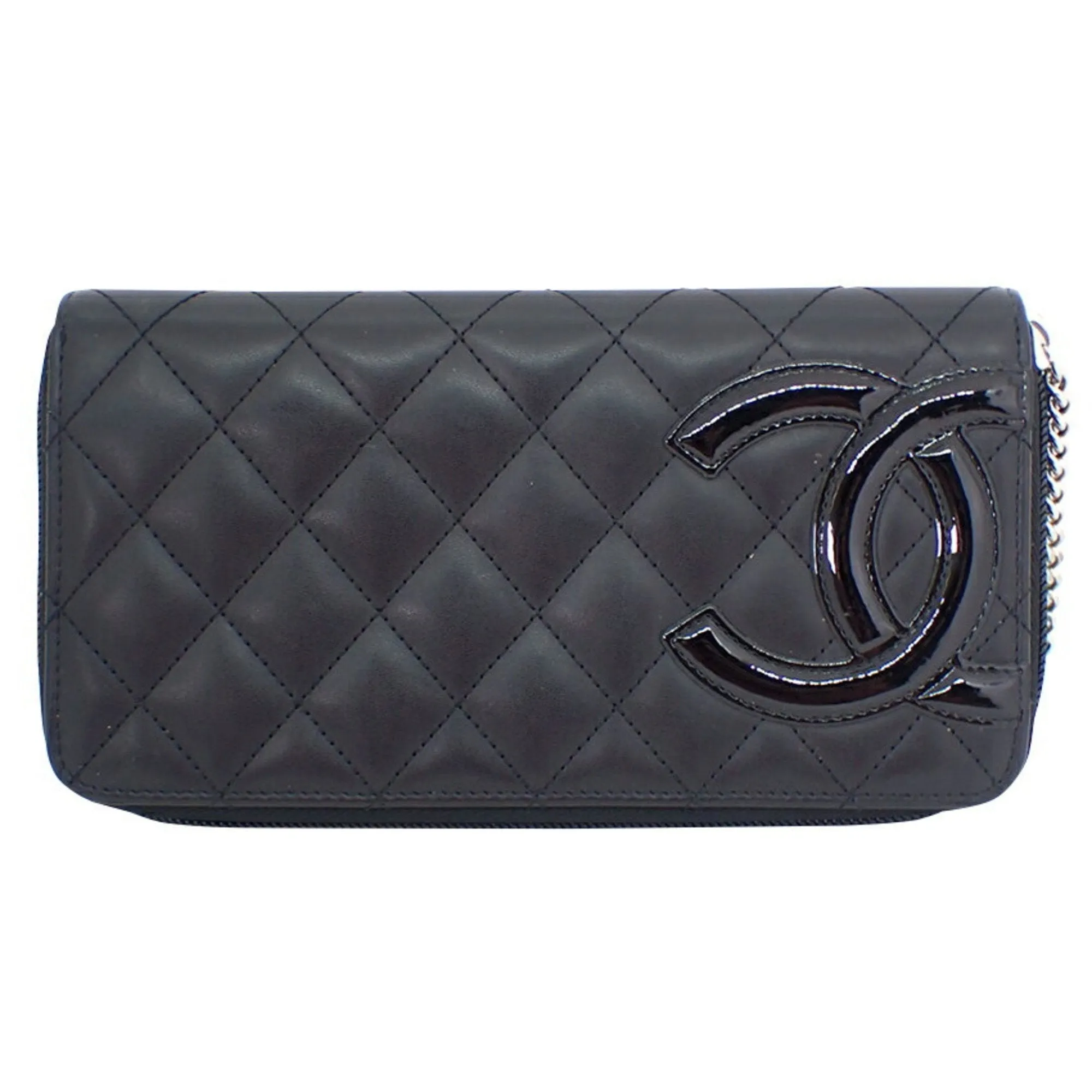 Chanel Black Leather Cambon line wallet accessories