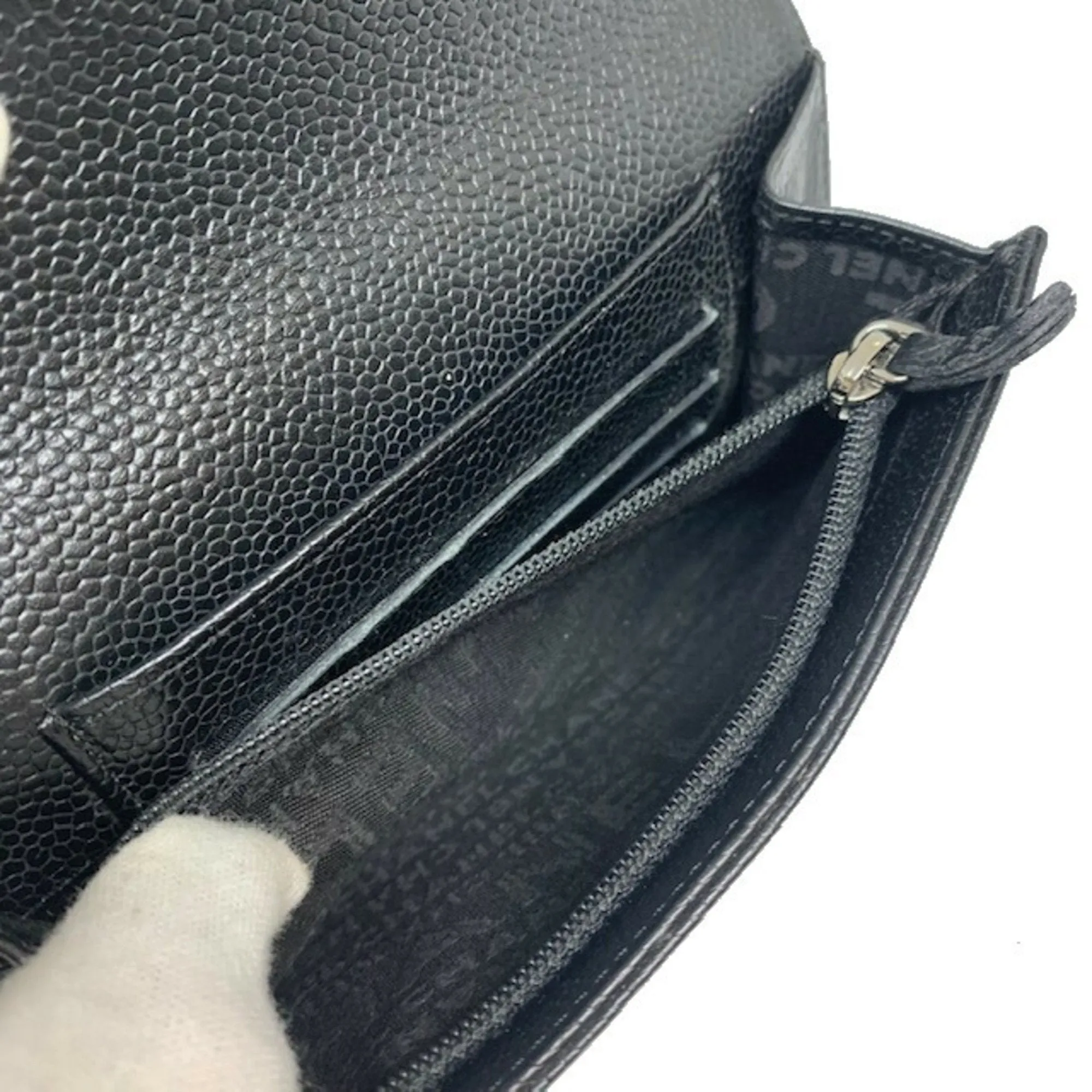 Chanel Black Leather Chocolate bar wallet accessories