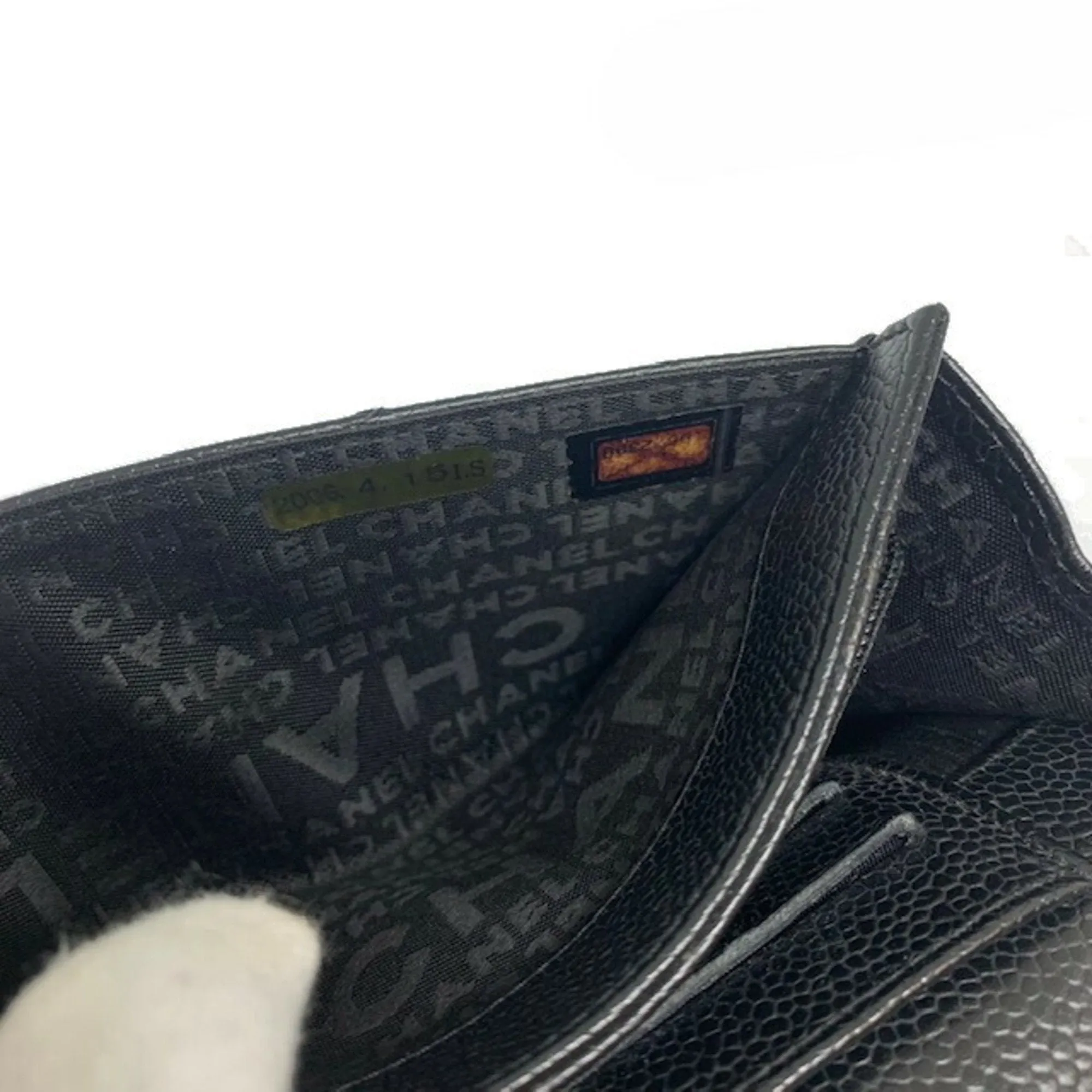 Chanel Black Leather Chocolate bar wallet accessories