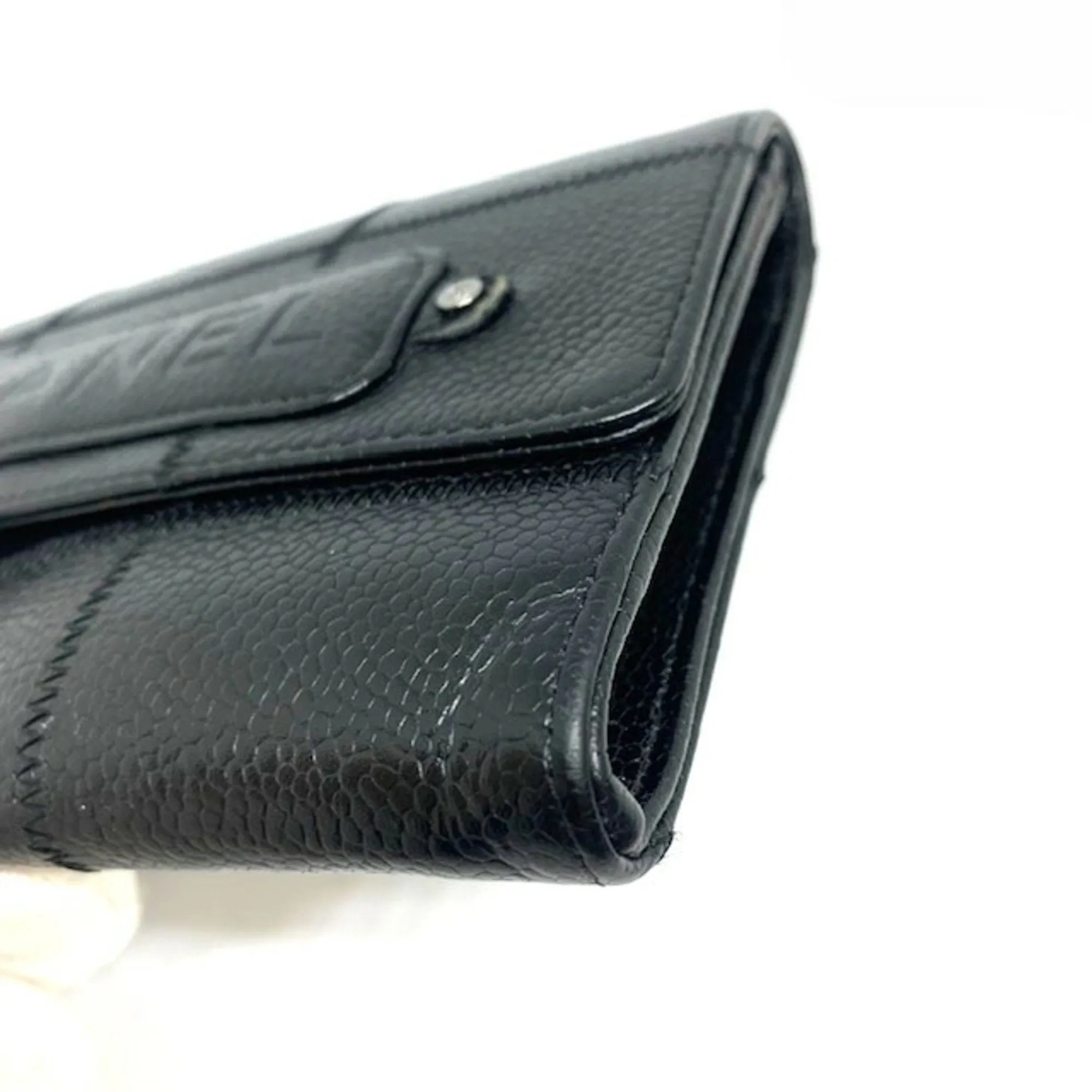 Chanel Black Leather Chocolate bar wallet accessories