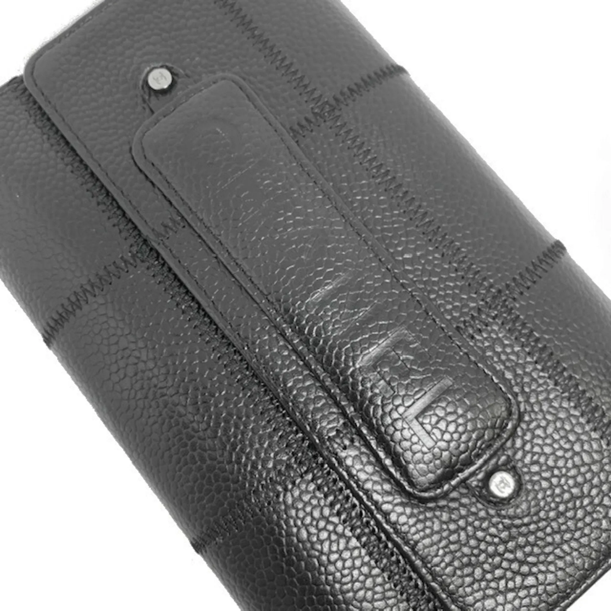 Chanel Black Leather Chocolate bar wallet accessories