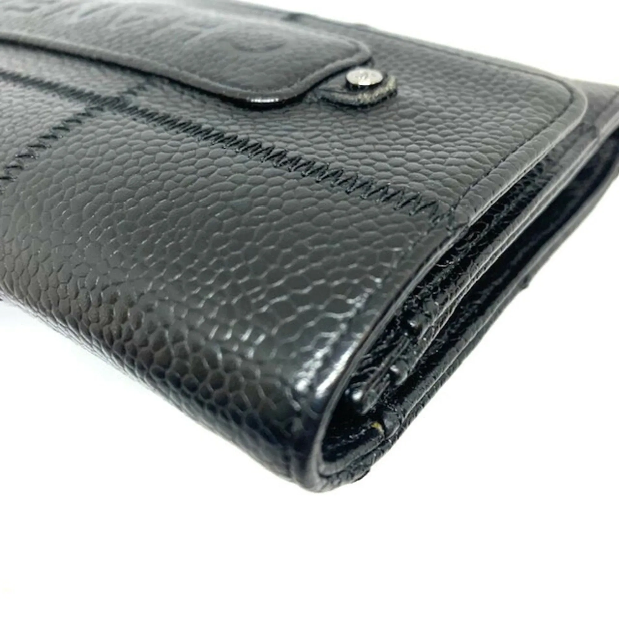 Chanel Black Leather Chocolate bar wallet accessories