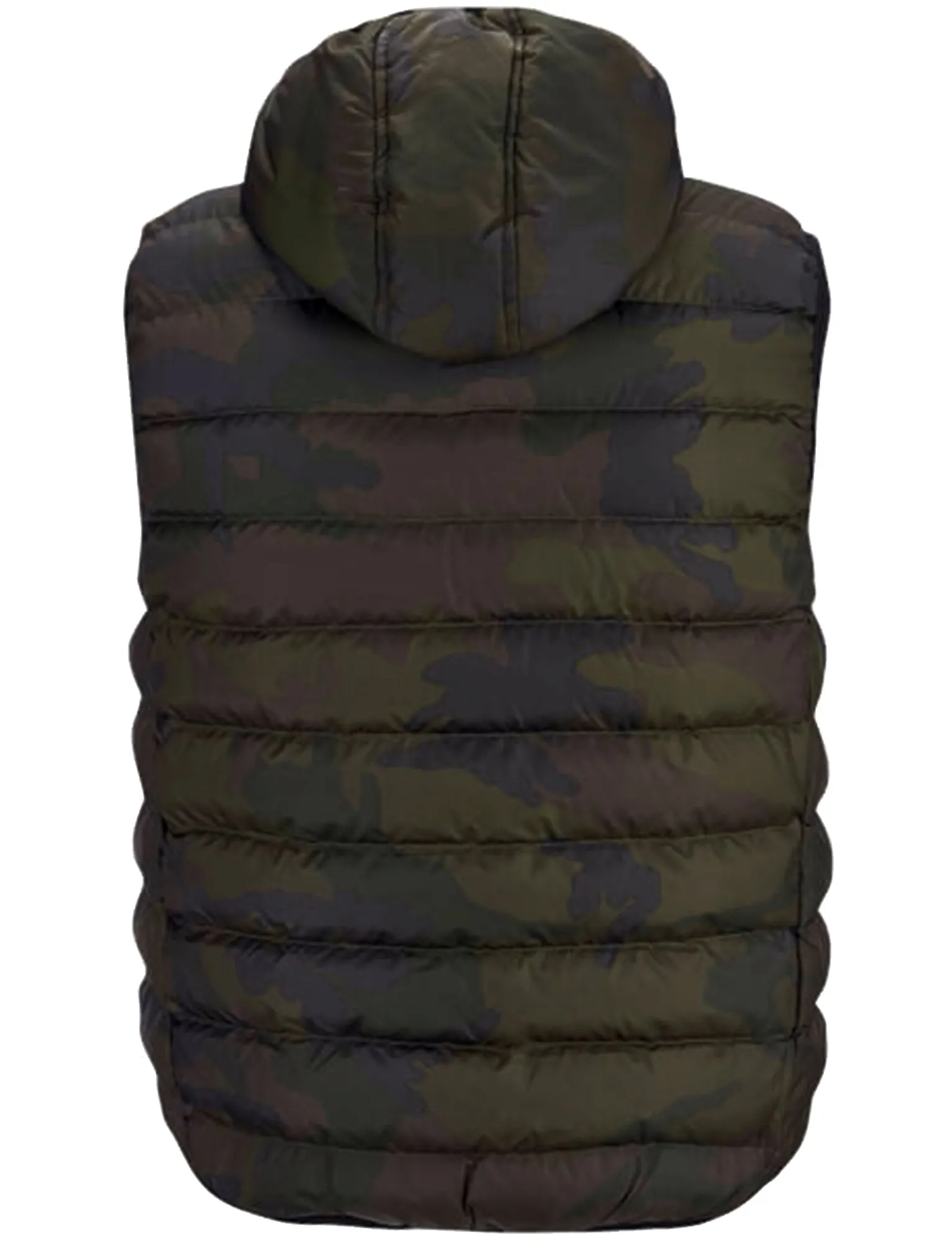 Claude Camouflage Print Puffer Gilet in Khaki