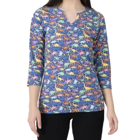 Dinosaurs & Fossils Split Neck Tunic Top [FINAL SALE]