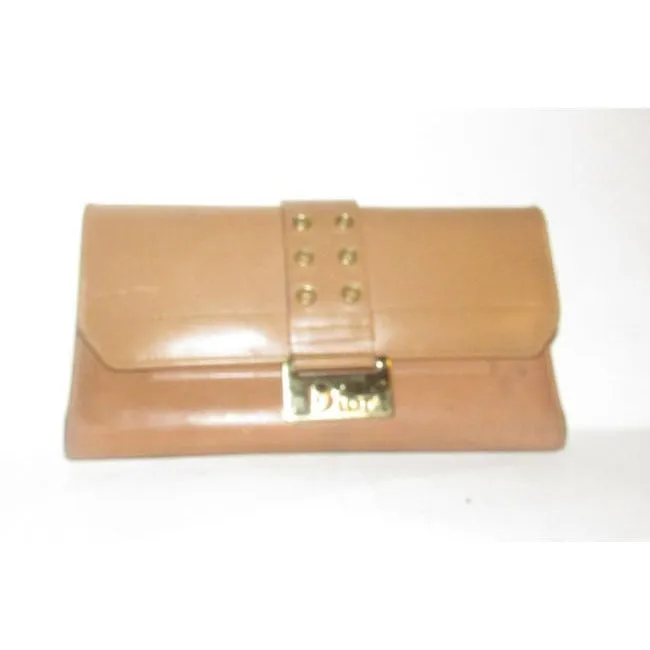 Dior Camel Leather With Gold Accents Wallet