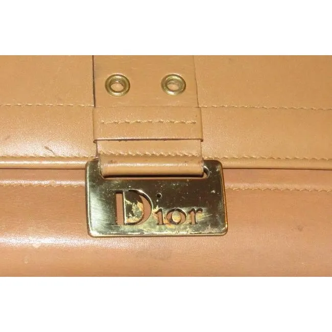 Dior Camel Leather With Gold Accents Wallet