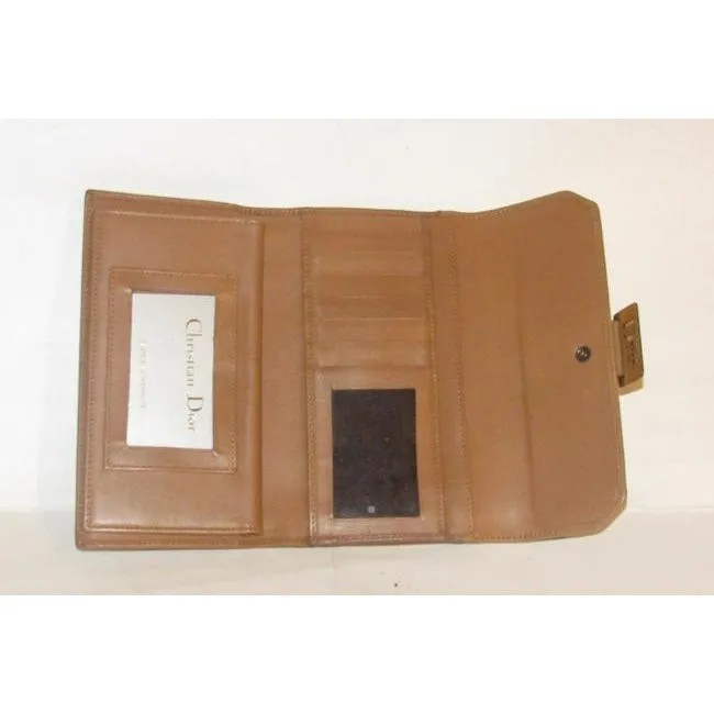 Dior Camel Leather With Gold Accents Wallet