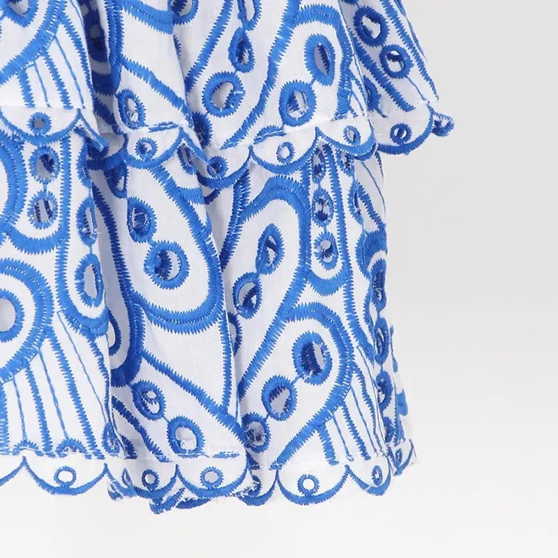 DressBetty - Vintage Hollow Out Bodycon Blue Lace Floral Dress