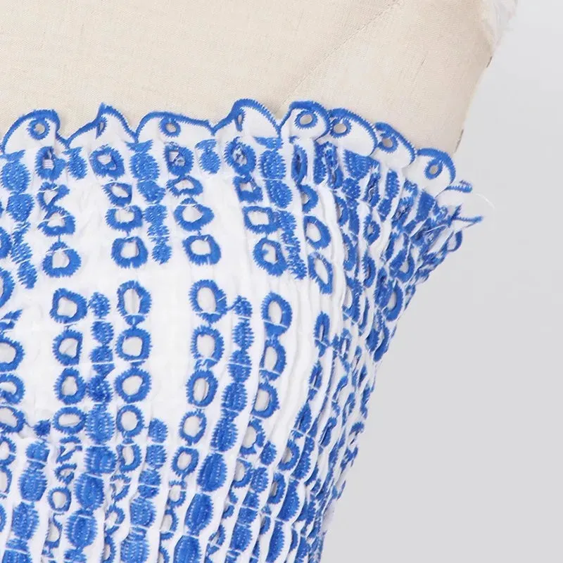 DressBetty - Vintage Hollow Out Bodycon Blue Lace Floral Dress