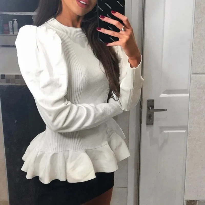 Elegant Round Neck Long Sleeve Pullover Sweater