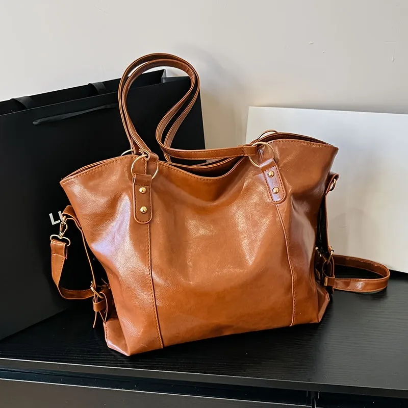 Fashionable Minimalist Large Capacity Shoulder Bag,  Women's Casual Versatile Commuter Tote Bag