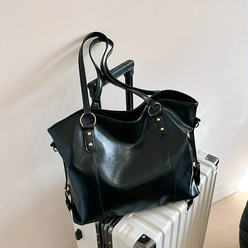 Fashionable Minimalist Large Capacity Shoulder Bag,  Women's Casual Versatile Commuter Tote Bag