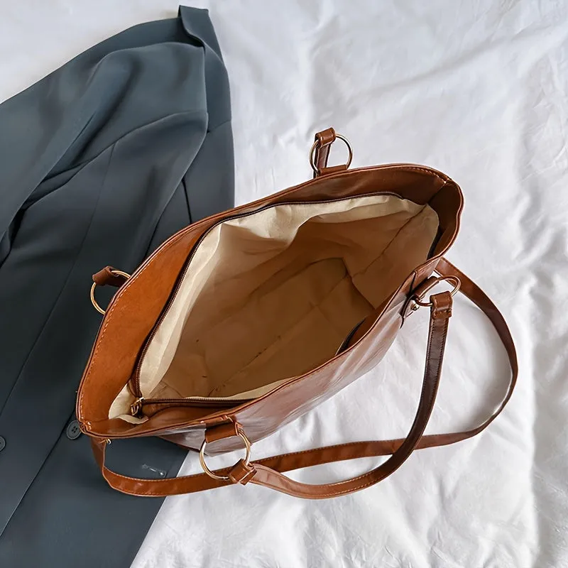 Fashionable Minimalist Large Capacity Shoulder Bag,  Women's Casual Versatile Commuter Tote Bag