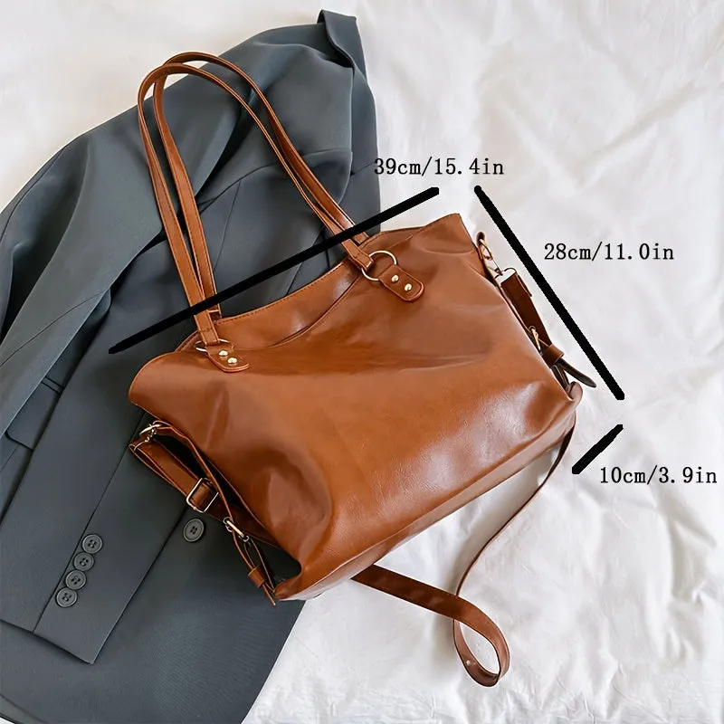 Fashionable Minimalist Large Capacity Shoulder Bag,  Women's Casual Versatile Commuter Tote Bag