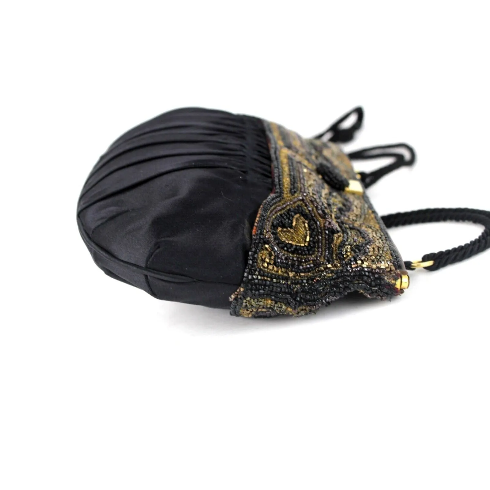 Gucci beaded black silk/satin pouch style cross body