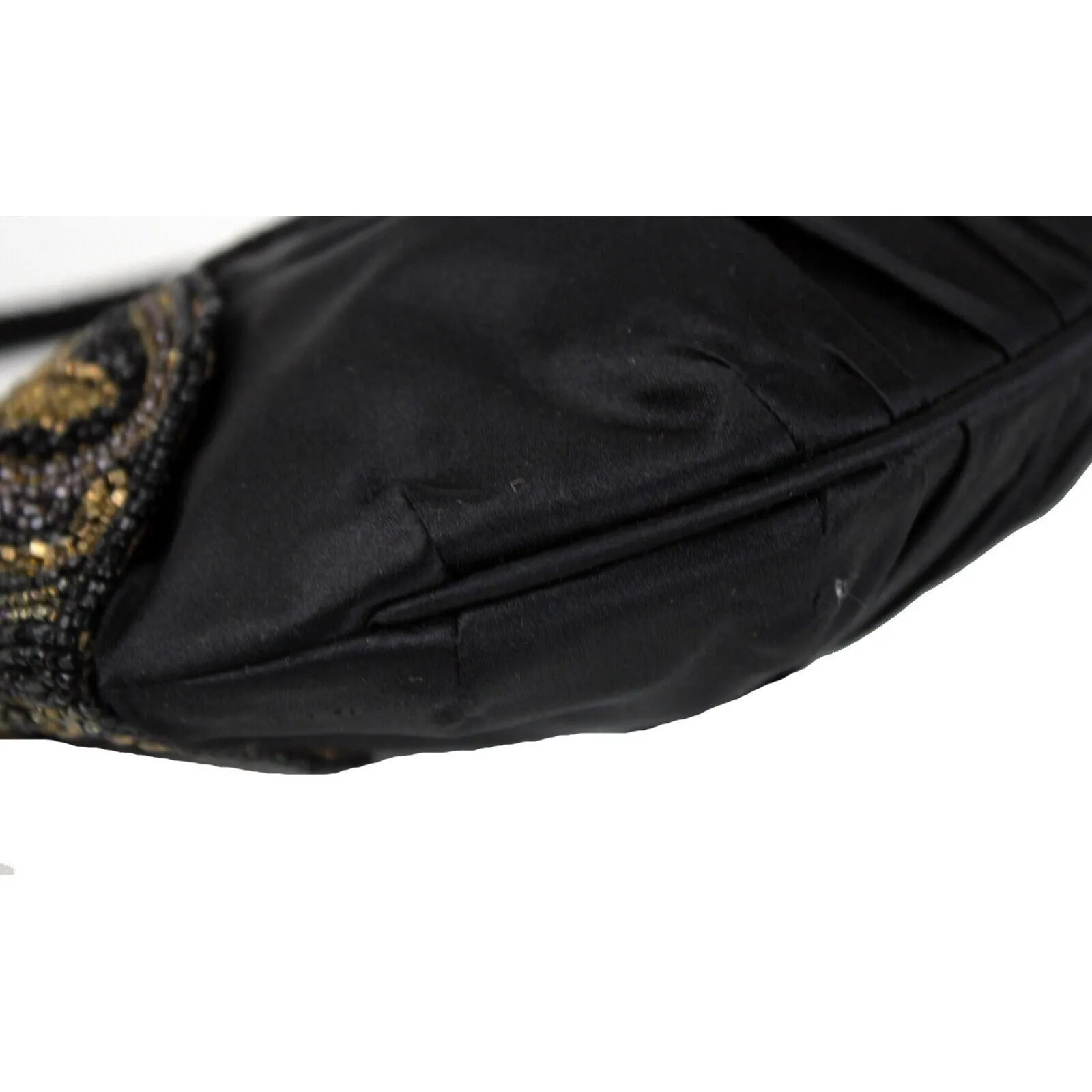 Gucci beaded black silk/satin pouch style cross body