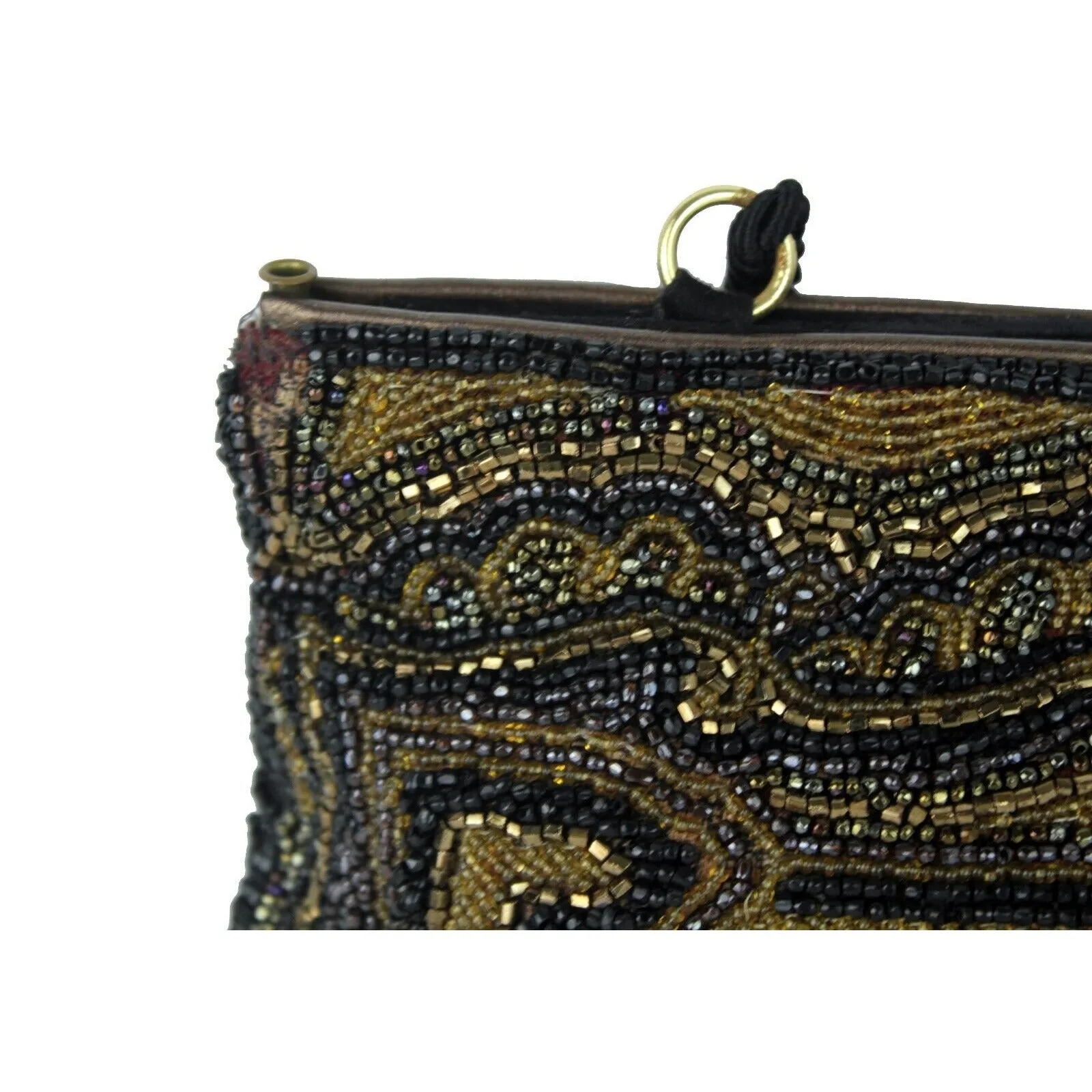 Gucci beaded black silk/satin pouch style cross body
