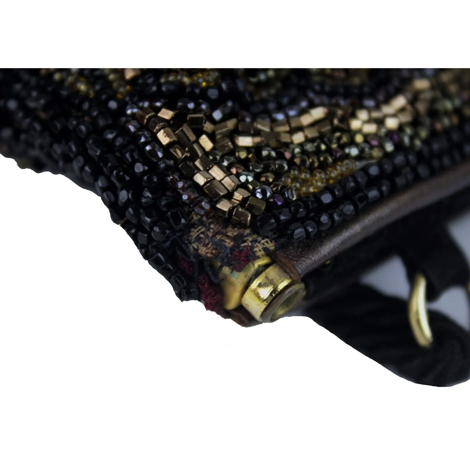 Gucci beaded black silk/satin pouch style cross body