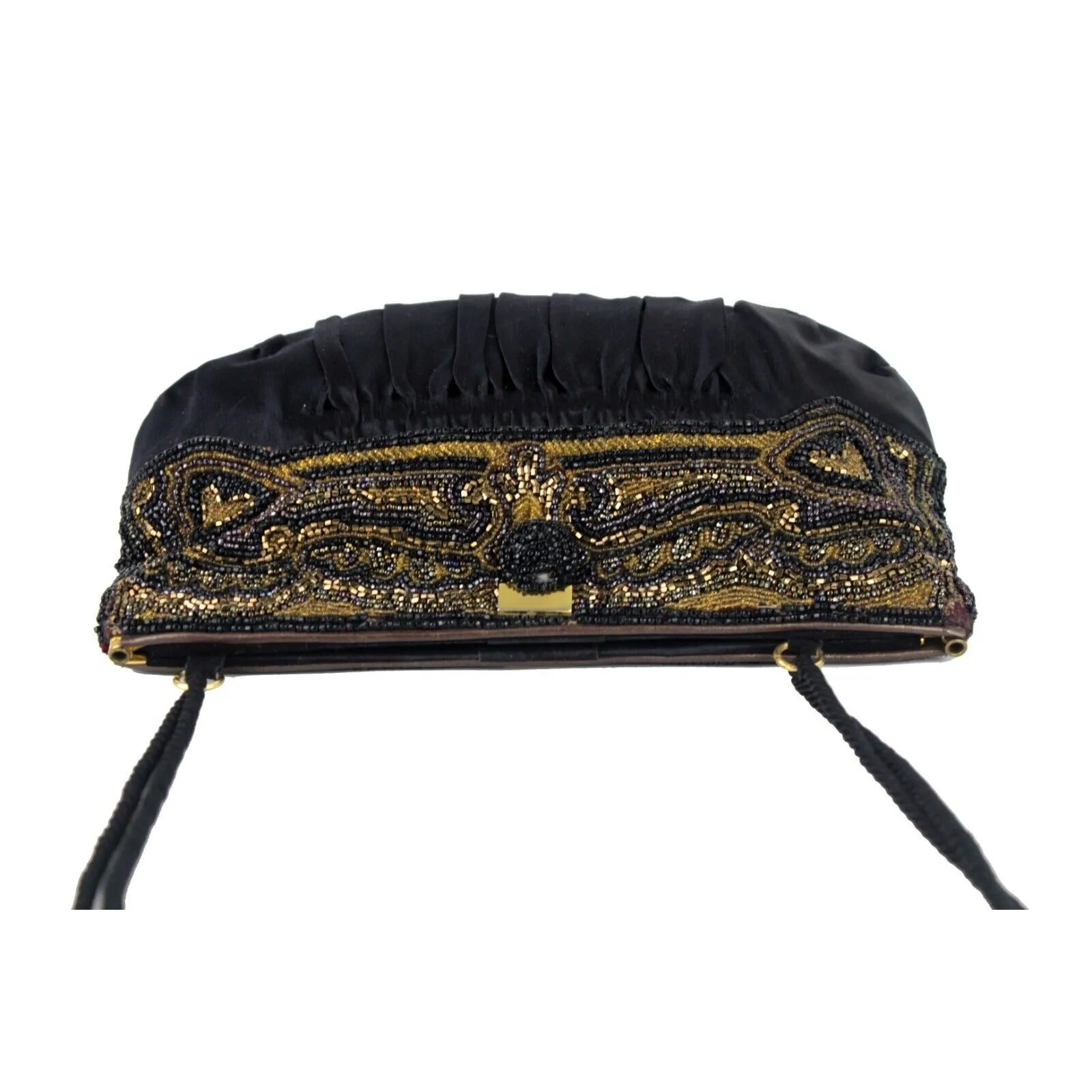 Gucci beaded black silk/satin pouch style cross body
