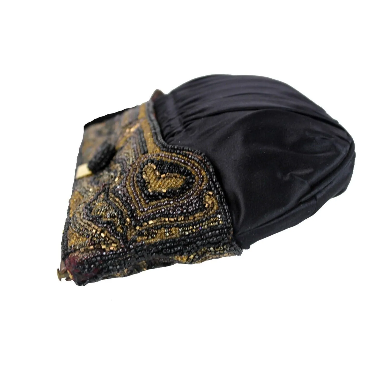 Gucci beaded black silk/satin pouch style cross body
